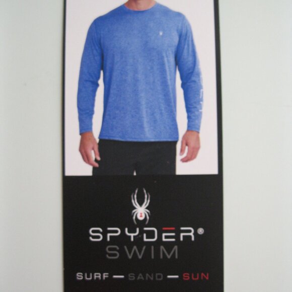 Spyder Men Rash guard UPF 50+ quick dry wicking breathable Swim Shirt-blue M, L